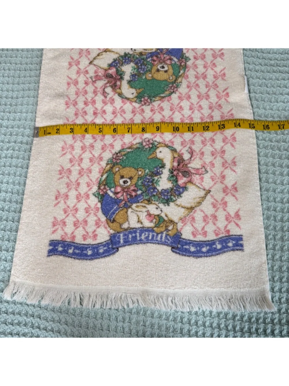 Vintage Cannon 2 Kitchen Hand Towels Fringe Cottage Granny Goose Embroidered 90s